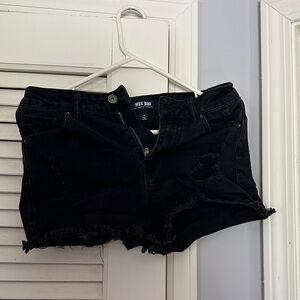 Wax Jean Women's Black Frayed Jean Shorts